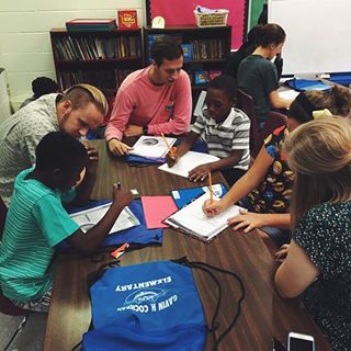 Unidentified Kappa Zeta Chapter Members Tutoring Kids Photograph, September 12, 2016