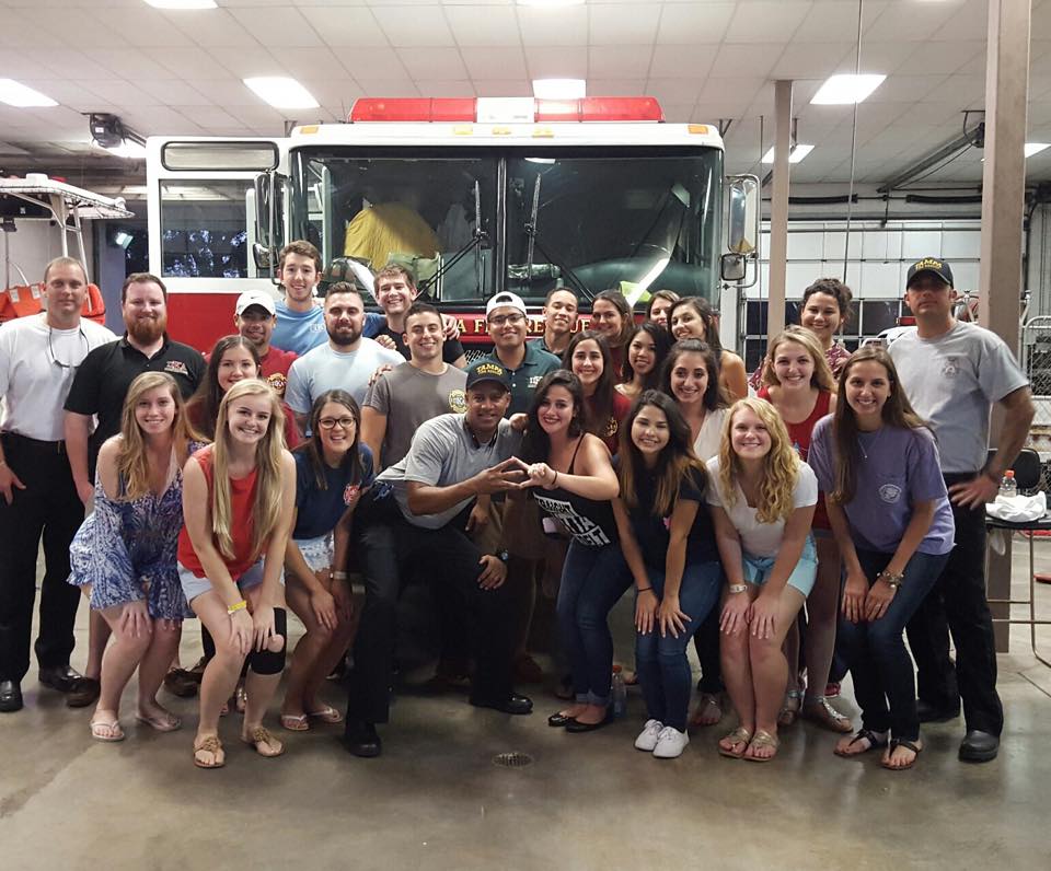 Zeta Pis and Sorority Sisters at a Fire Station Photograph