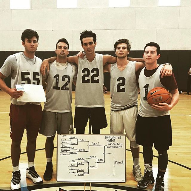 Five Lambda Beta Colony Members at the Inaugural Hillel Basketball Tournament Photograph