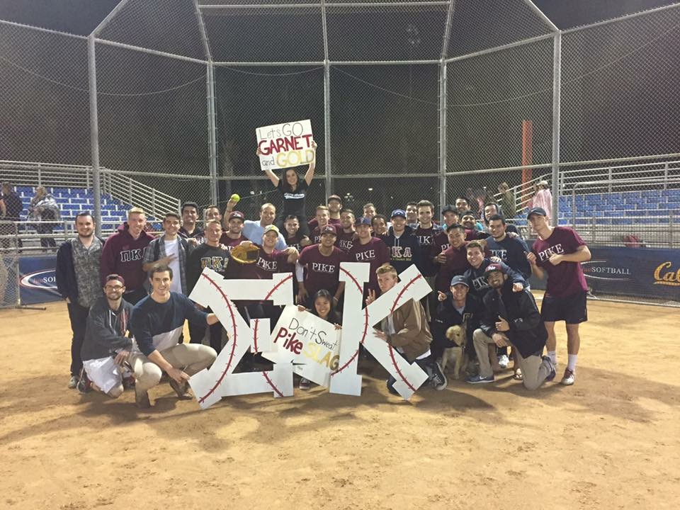 Mu Epsilon Chapter Members On a Baseball Diamond with Greek Letters, Photograph