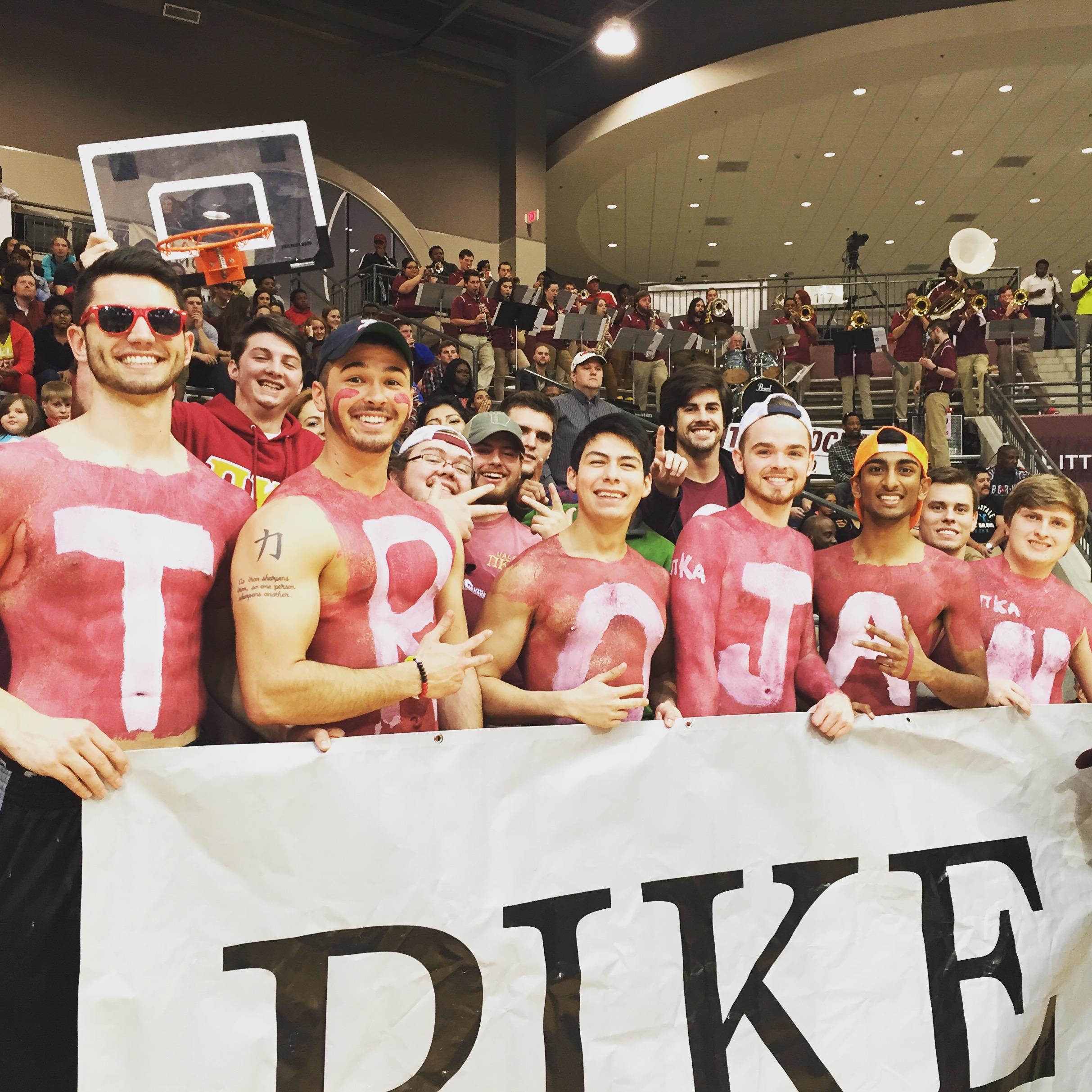 Five Zeta Eta Chapter Members at a Basketball Game Photograph