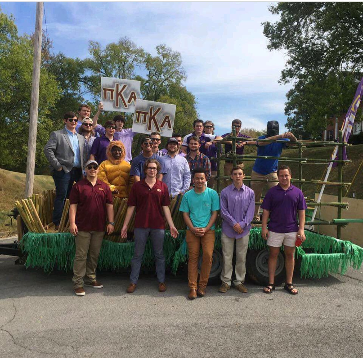 Theta Alpha Chapter Members on a Parade Float Photograph