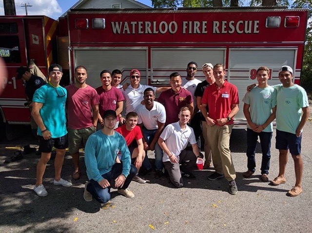 Kappa Mu Chapter Members with Their Chapter Fire Truck Photograph