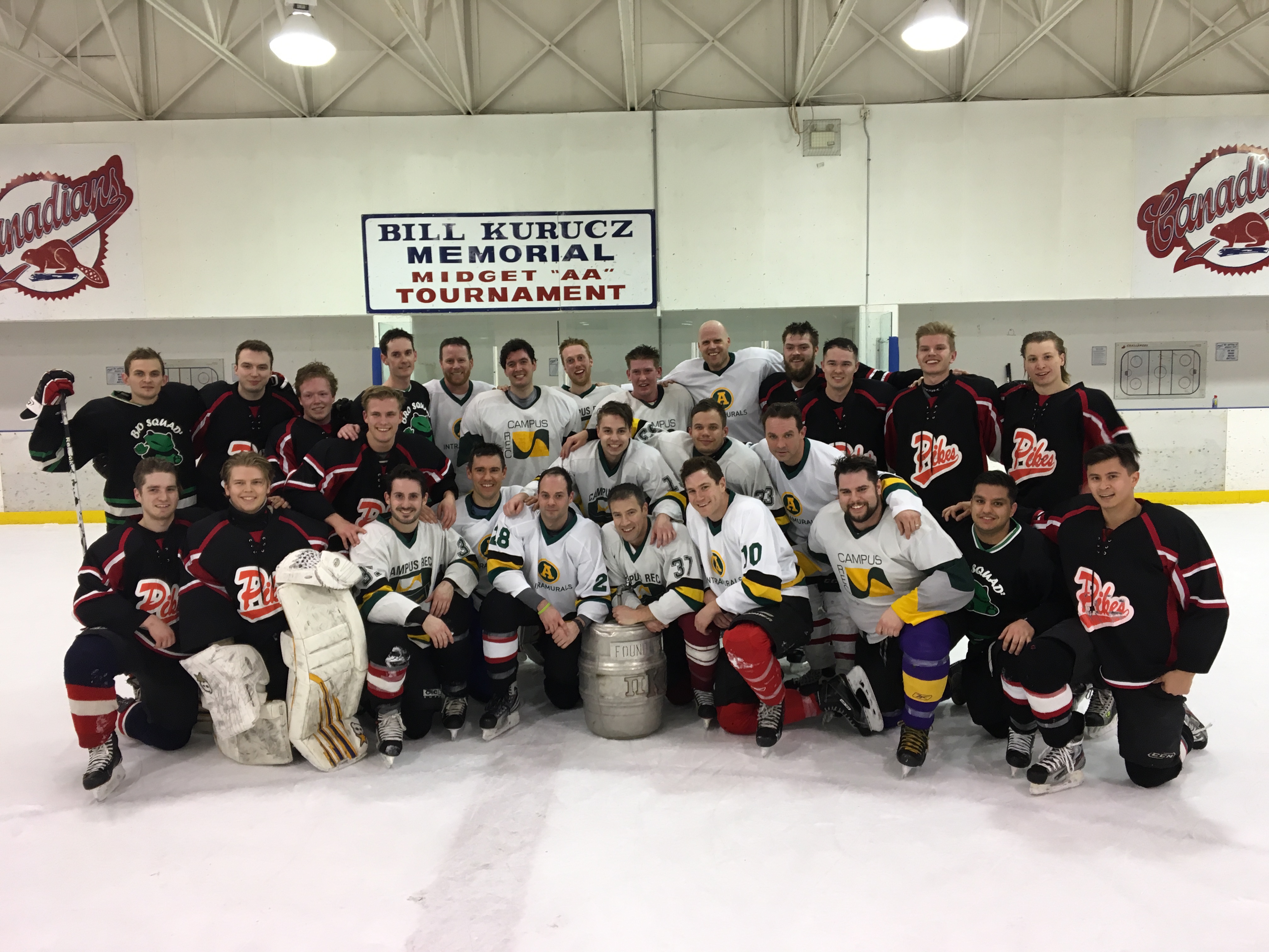 Pike and Campus Rec Hockey Players with the Founders' Cup Photograph