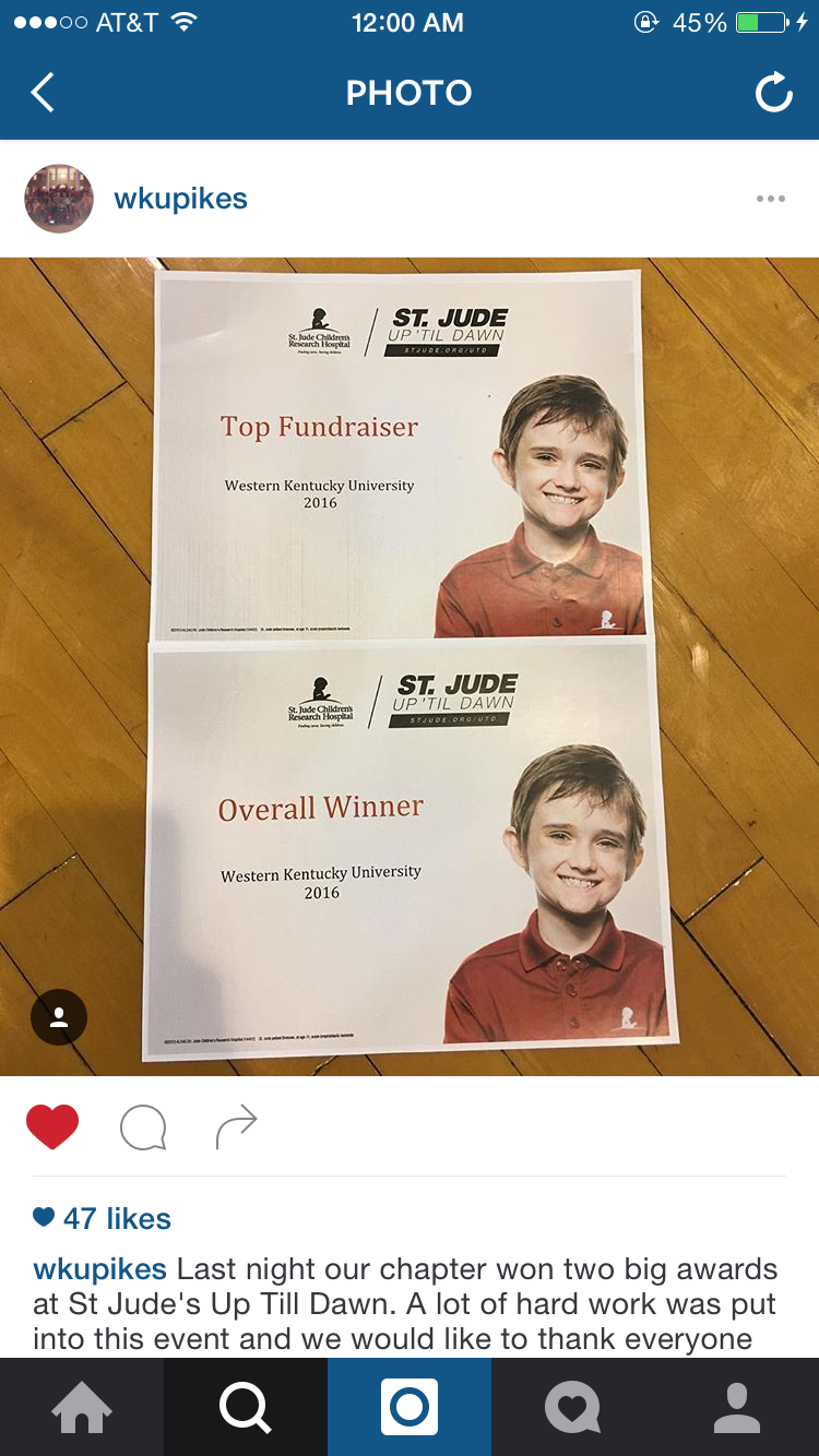 Zeta Epsilon Chapter Receives Awards From A St. Jude's Event Instagram Post, February 27, 2016