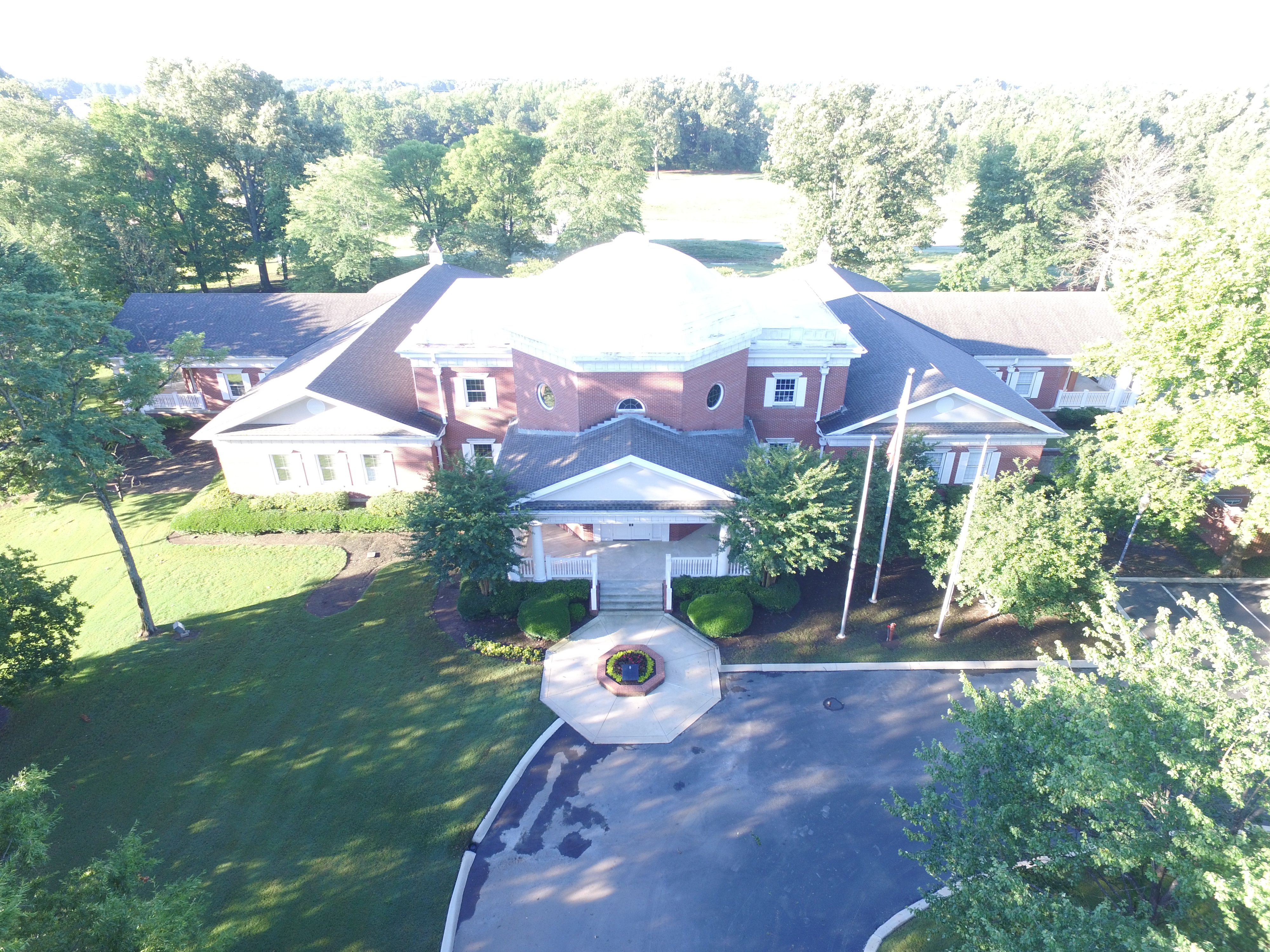 Aerial Front View of Memorial Headquarters Main Entrance Photograph, June 2017
