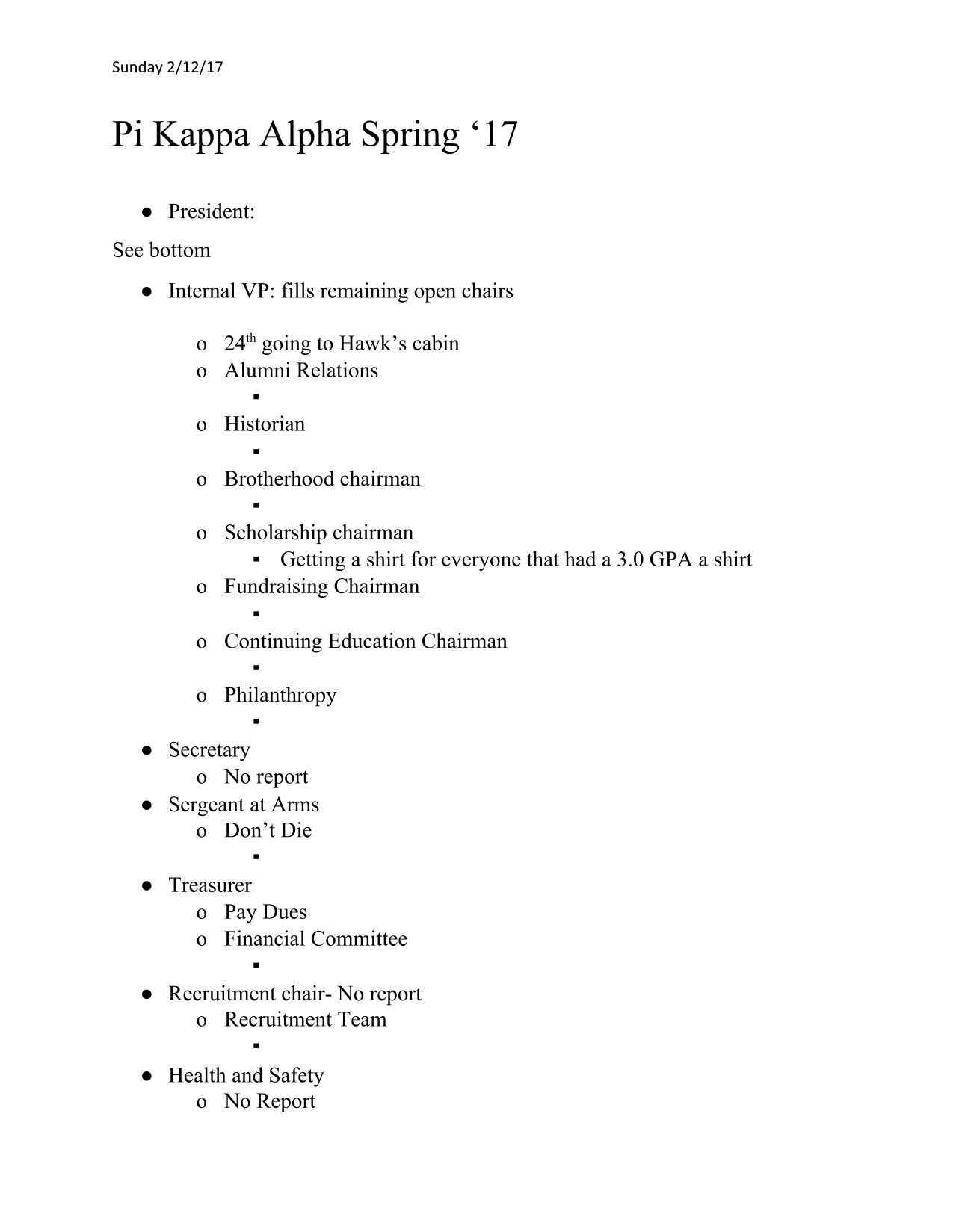 Mu Sigma Colony Spring Semester Meeting Minutes, February 12, 2017