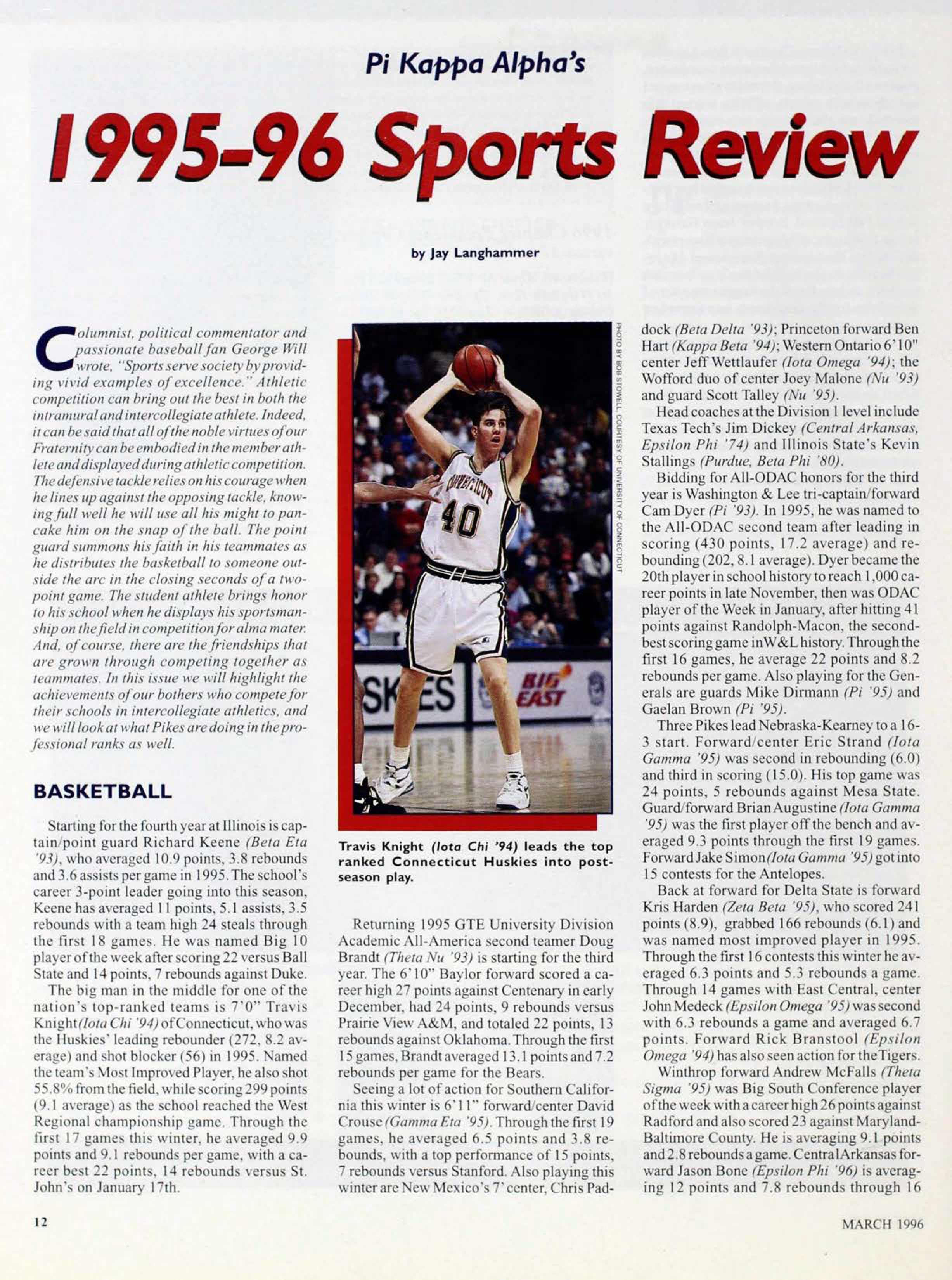 Pi Kappa Alpha's 1995-96 Sports Review