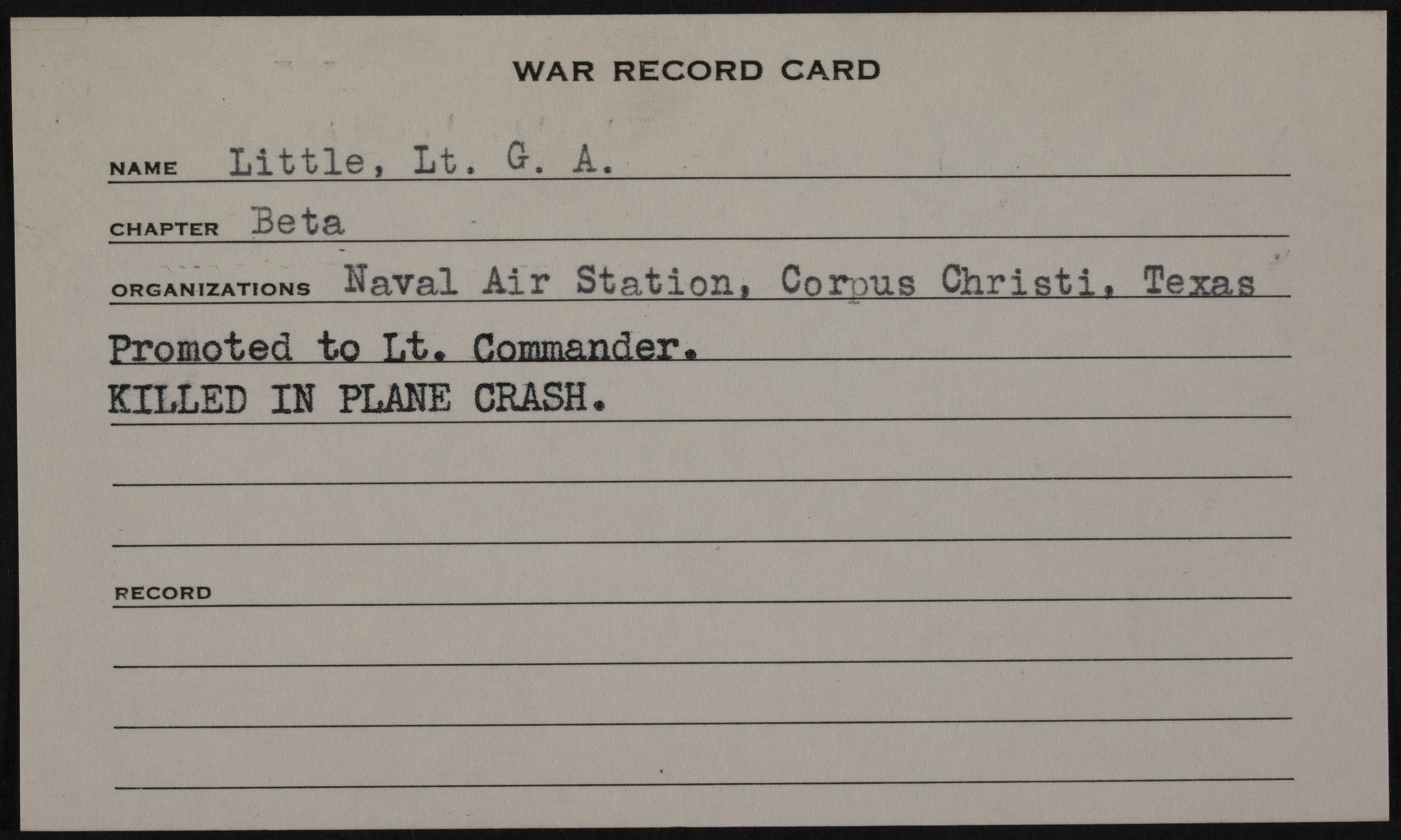 George Anderson Little War Record Card