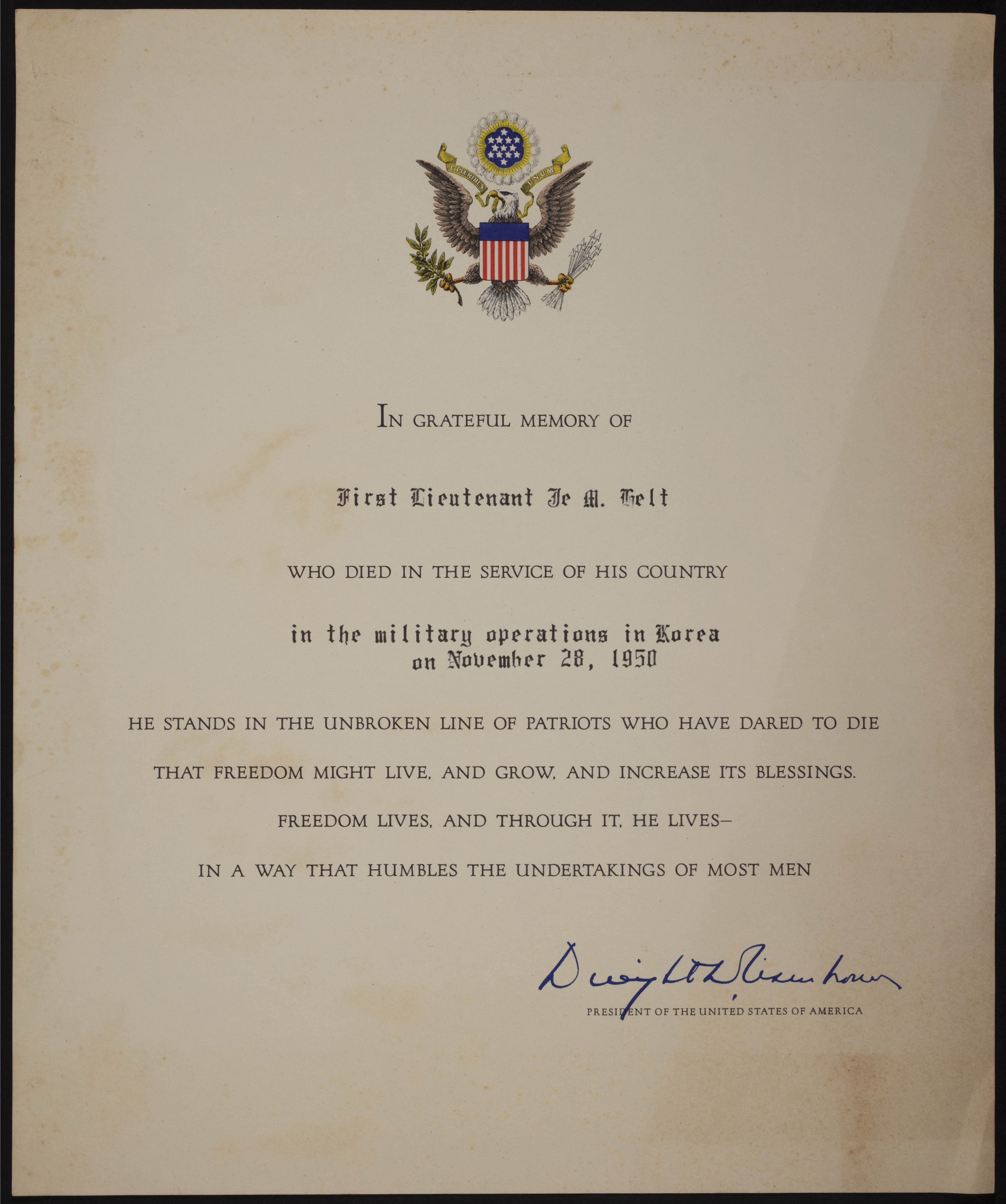 In Grateful Memory Je Mickey Helt Document