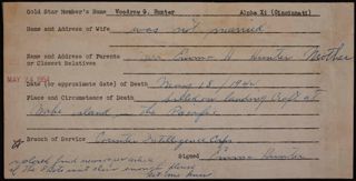 Woodrow G. Hunter War Record Form, May 24, 1954
