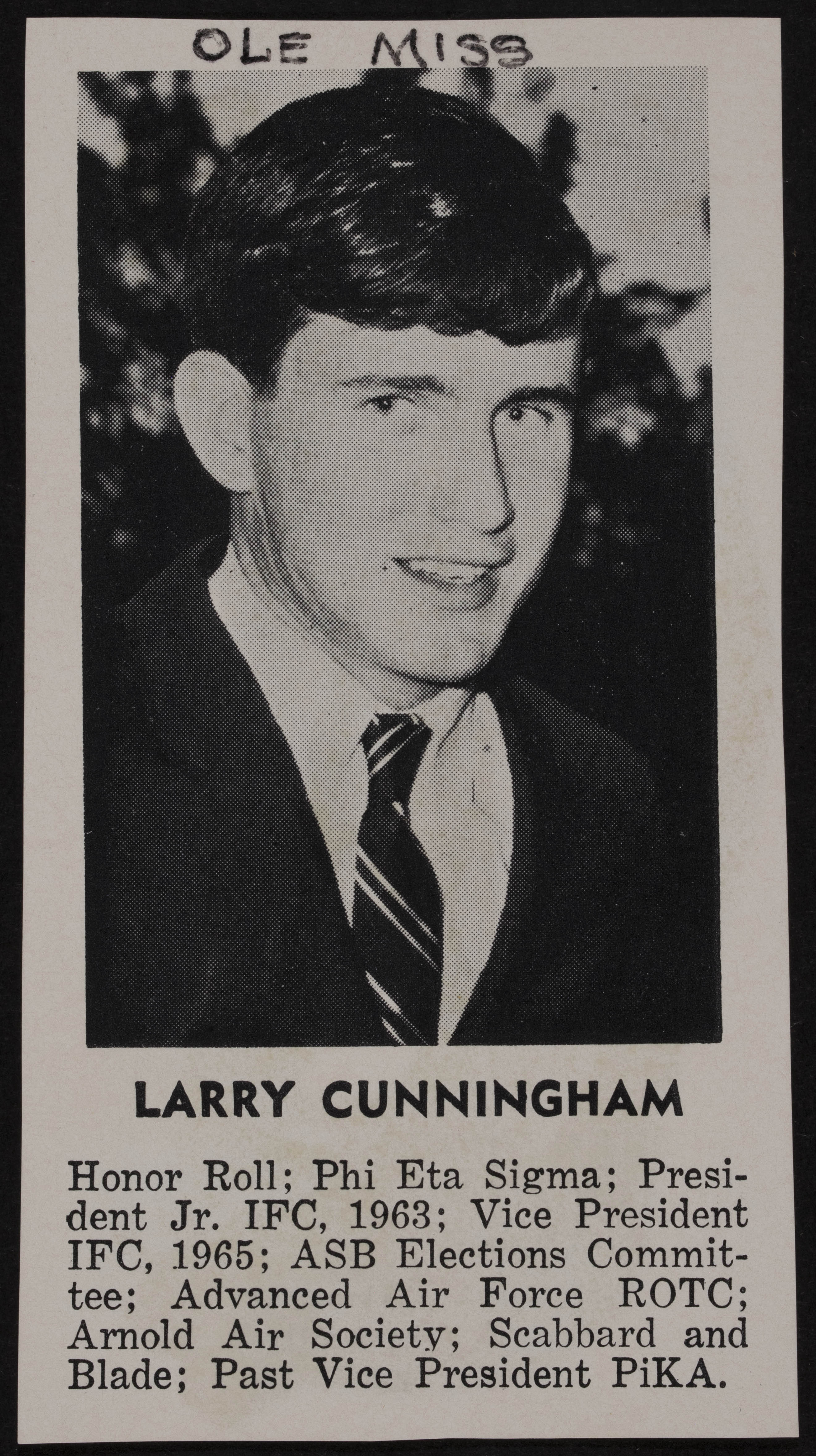 Larry Cunningham Yearbook Clipping