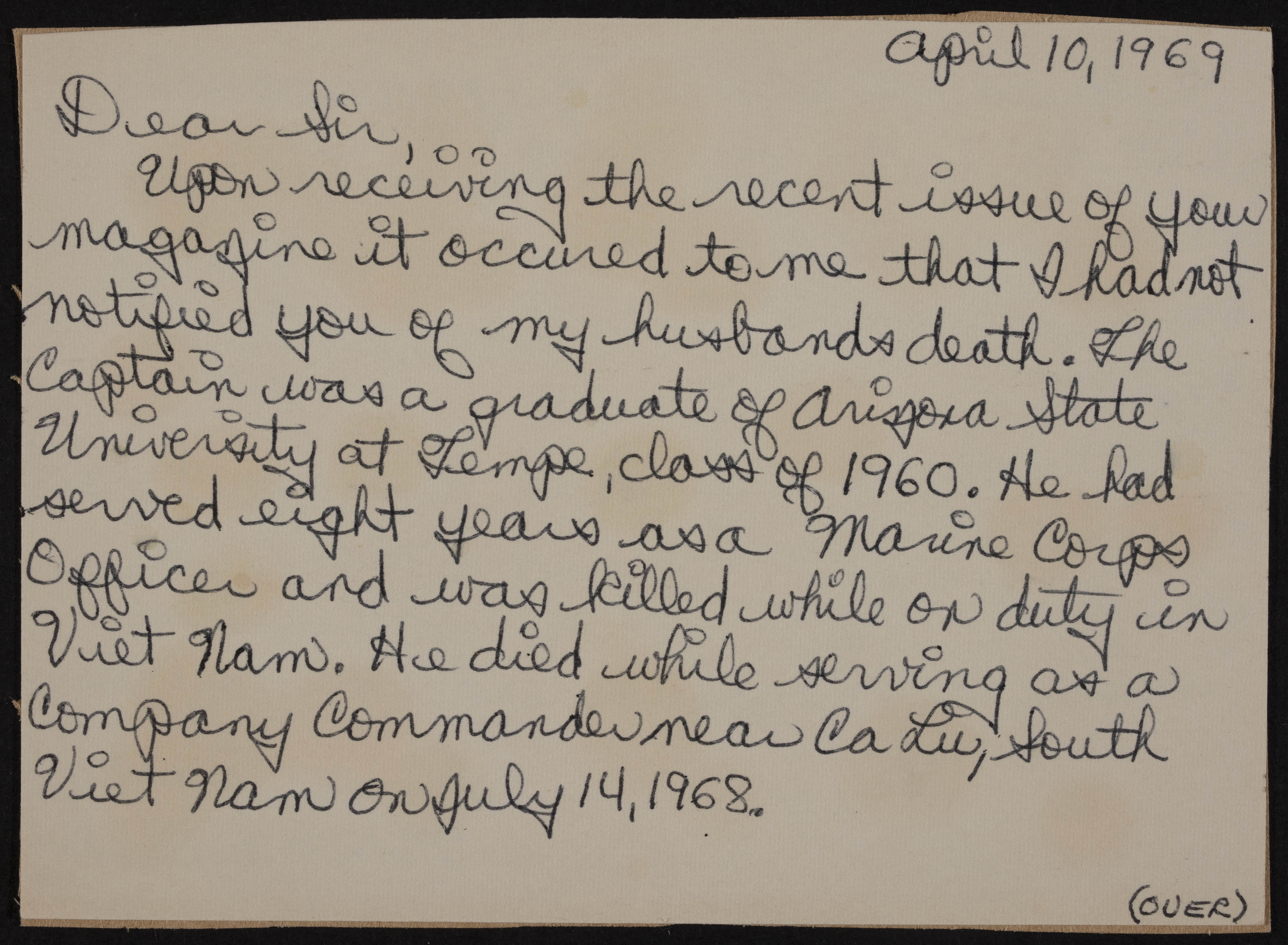 Mrs. Henry Banks to Unknown Letter, April 10, 1969