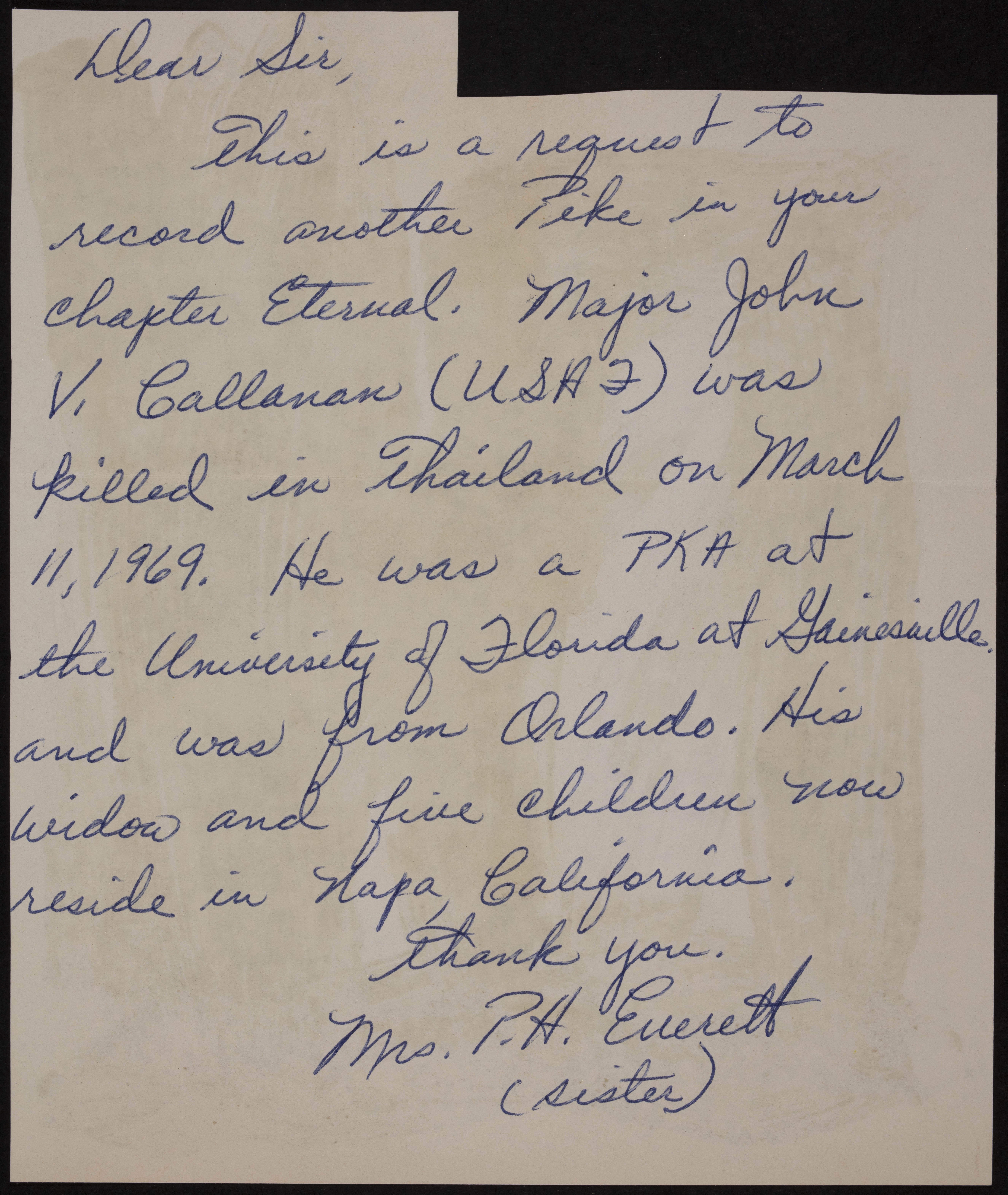 Mrs. P. H. Everett to Unknown Letter