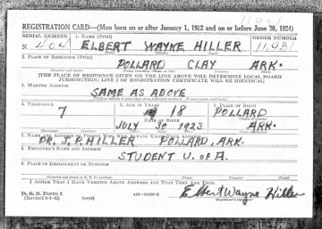 Elbert Wayne Hiller Draft Registration Card