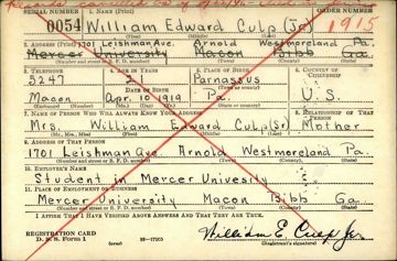 William Edward Culp Draft Registration Card