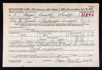 Edgar Everitt Scott Draft Registration Card