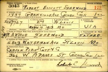 Robert Elliott Sherwood Draft Registration Card
