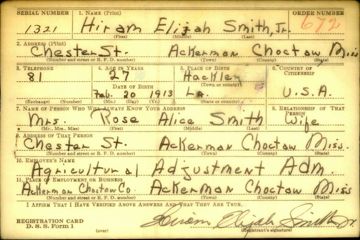 Hiram Elijah Smith Jr. Draft Registration Card
