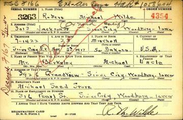 Robert Michael Wilde Draft Registration Card