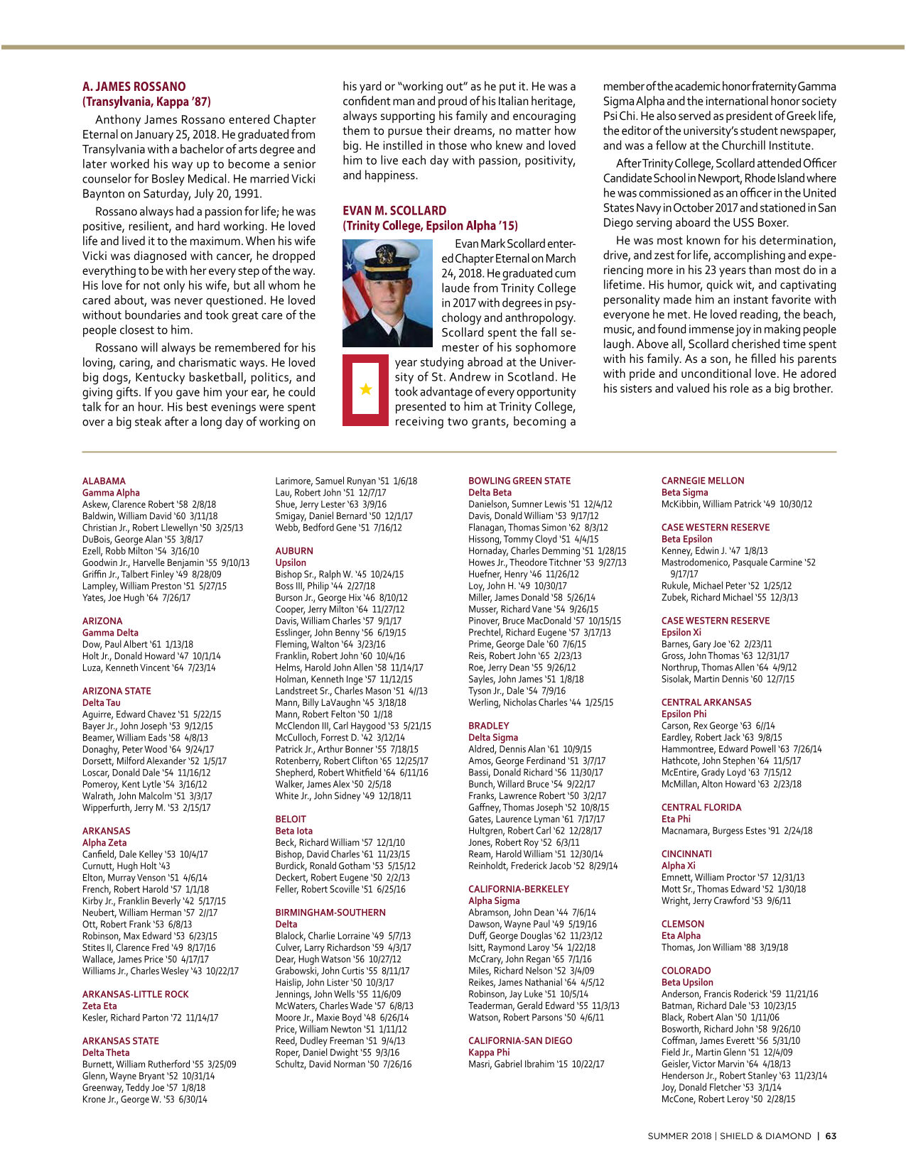 Evan Mark Scollard, Chapter Eternal, Shield &amp; Diamond, Summer 2018