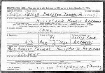 Philp Emerson Thomas Draft Registration Card