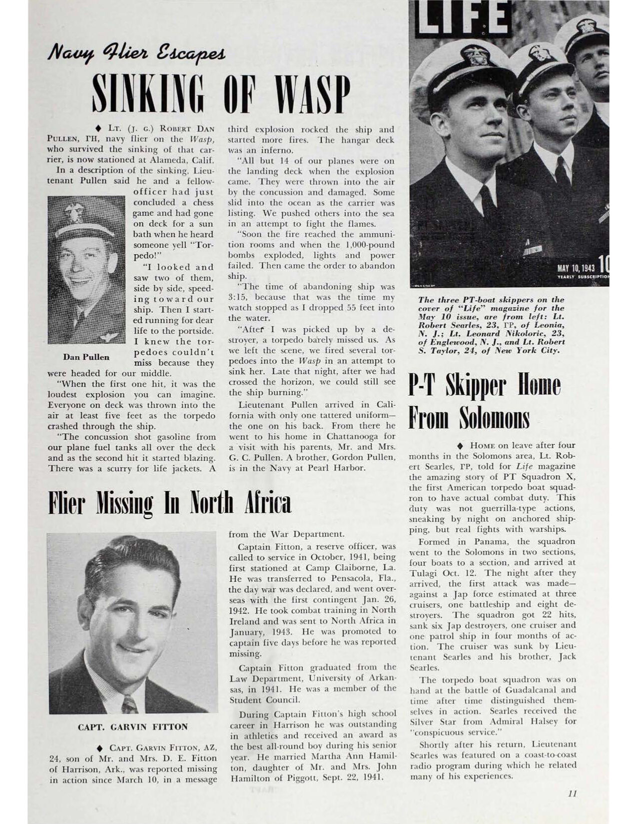 Sinking of the USS Wasp, Shield &amp; Diamond, July 1943