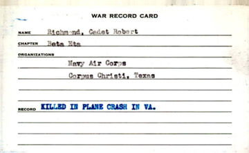 Robert Fern Richmond War Record Card