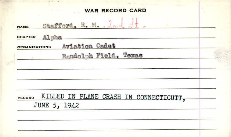 Richard Marshall Stafford War Record Card
