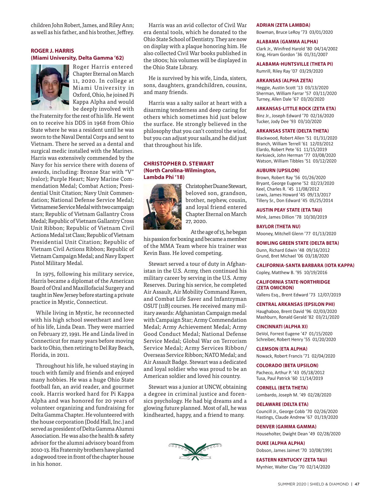 Chris Stewart, Chapter Eternal, Shield &amp; Diamond, Summer 2020