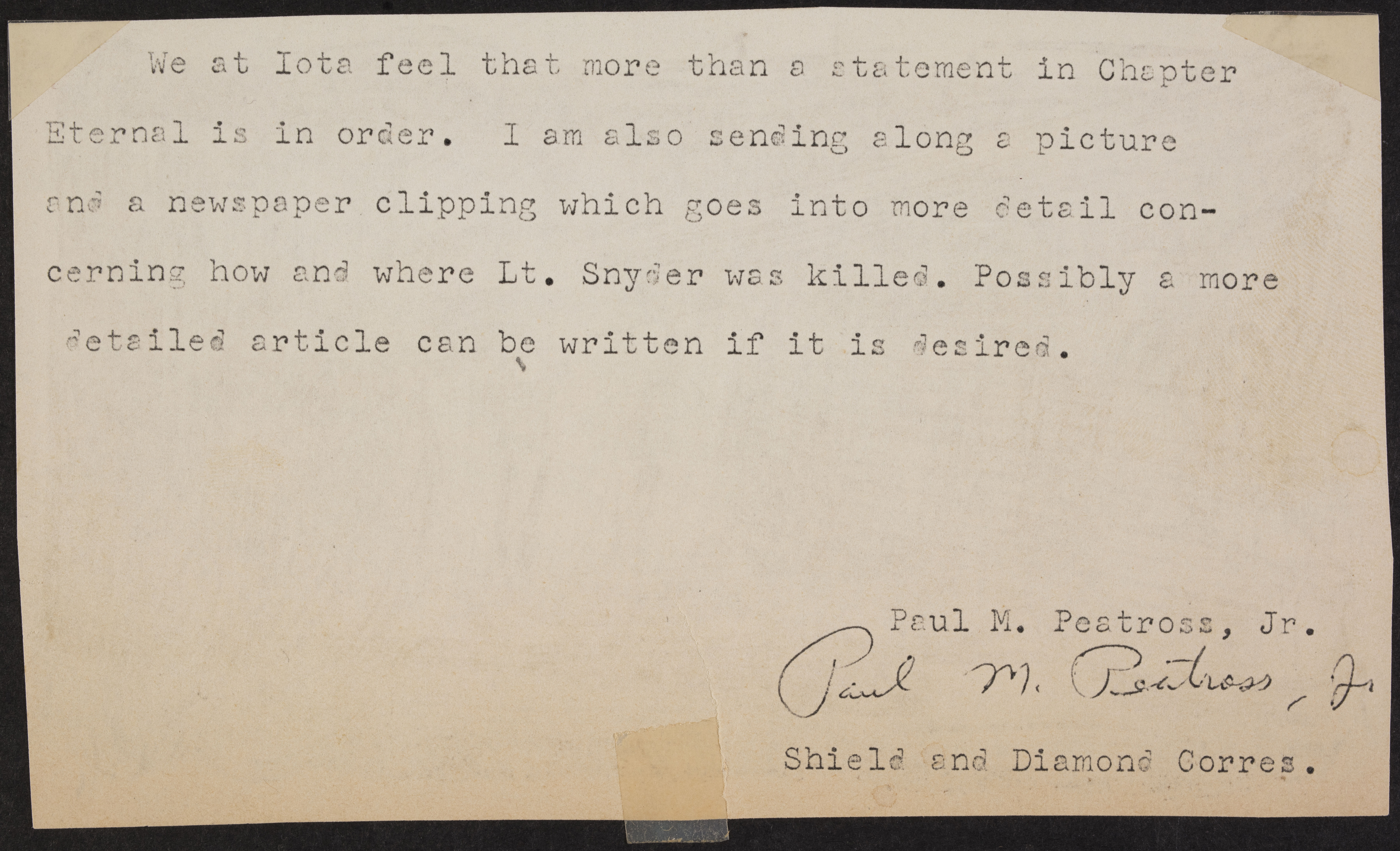 Paul M. Peatross Jr. to Unknown Note