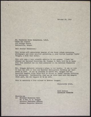 Earl Watkins to Frederick Bruce Hammermann Letter, October 28, 1963