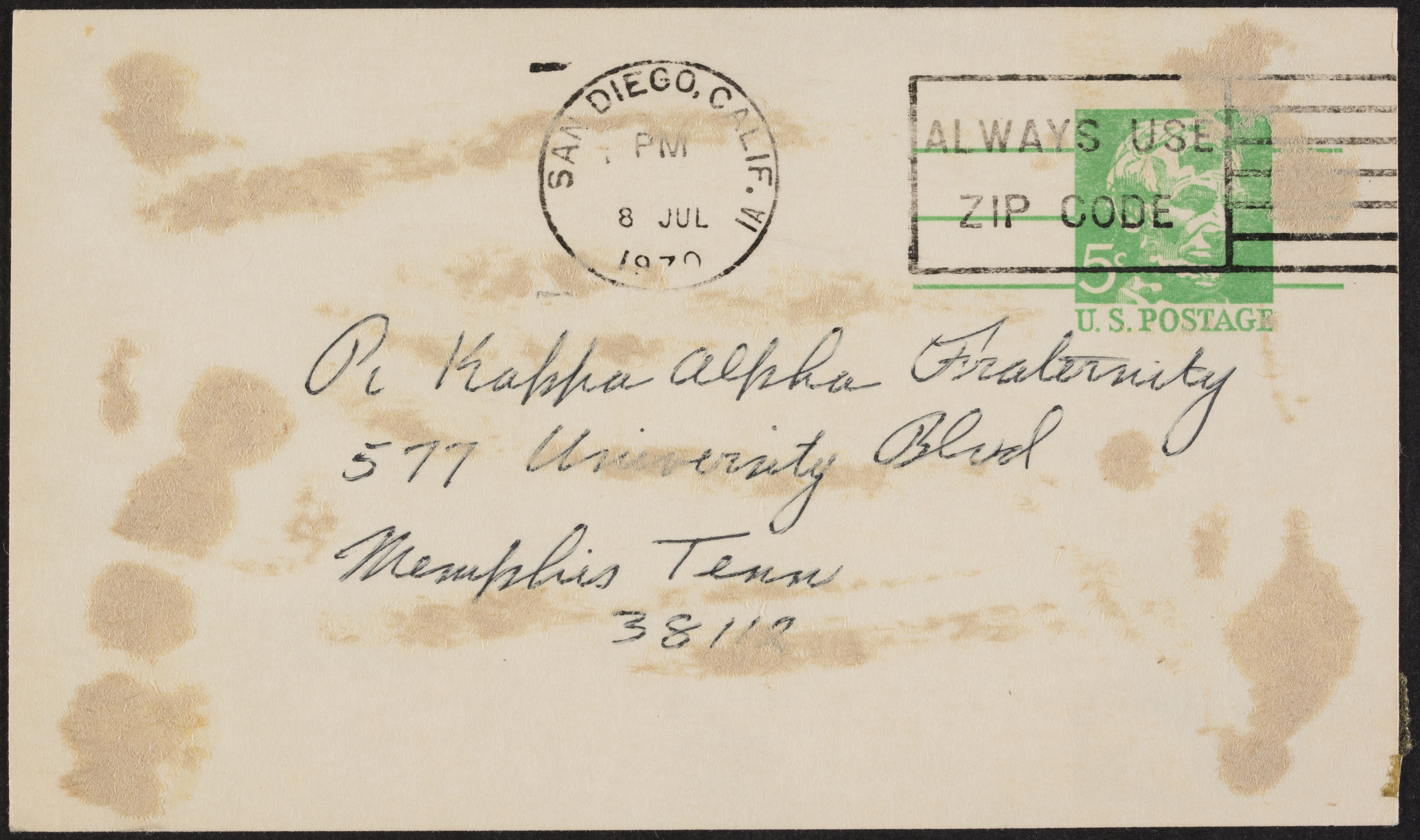 W.H. Wright to Delta Kappa Chapter Note, July 7, 1970