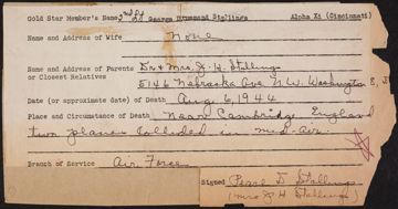 George Drummond Stallings War Record Form