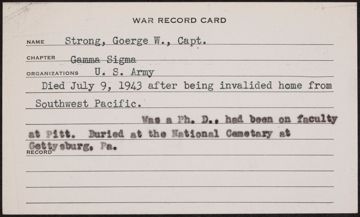 George William Strong War Record Card