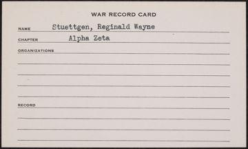 Reginald Wayne Stuettgen War Record Card