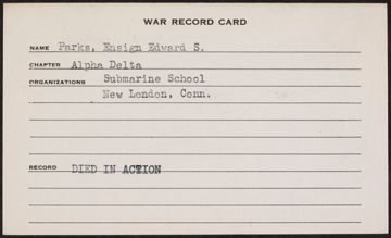 Edward Schley Parks Jr. War Record Card
