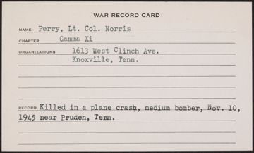 Norris Perry War Record Card