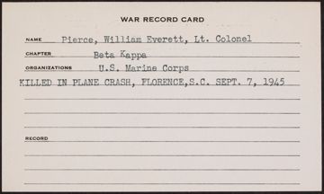 William E. Pierce War Record Card
