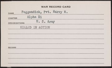 Harry William Poggendick War Record Card
