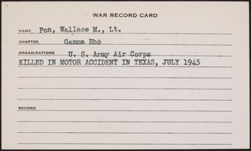 Wallace Maynard Pon War Record Card