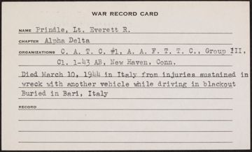 Everett Read Prindle War Record Card