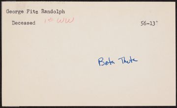 George Fitz Randolph War Record Card