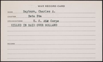 Charles Albert Rayburn War Record Card