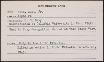A.M. Reid Jr. War Record Card