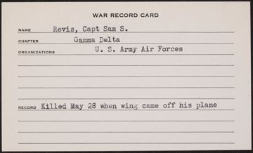 Samuel Smith Revis War Record Card