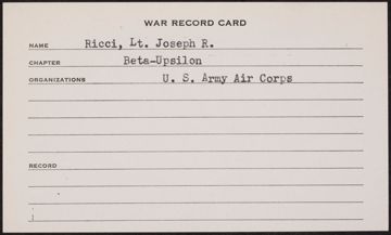 Joseph A. Ricci War Record Card
