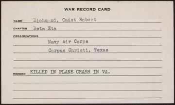 Robert Fern Richmond War Record Card