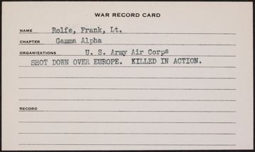 Frank Oliver Rolfe War Record Card