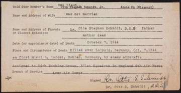 Otto Stephen Schmidt War Record Form